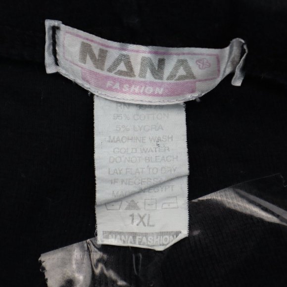 Nana Fashion Pants Womens 1XL Black Sweatpants Elastic Waist Pull On Knit Cotton - Picture 2 of 10